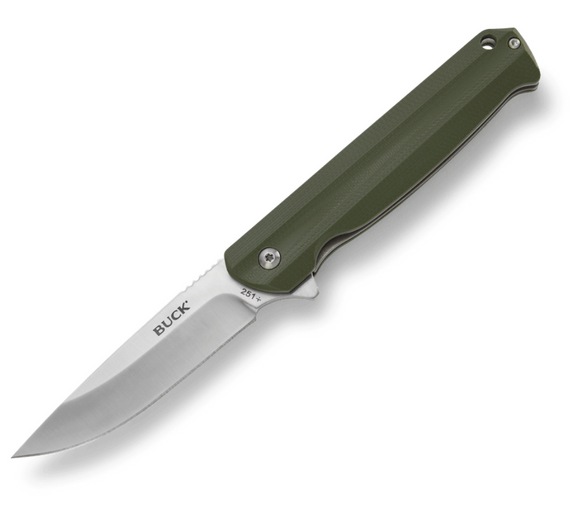 Buck Knives | 251 Langford Knife | Stainless Steel Pocket Clip | Folding Knife | Hunting, Camping and Outdoors | Lifetime Warranty | Heat Treated | Green Color | 0251GRS-B