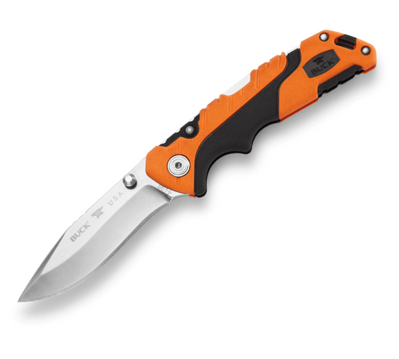 Buck Knives | 661 Small Folding Pursuit Knife | Heavy-Duty Polyester Sheath | Folding Knife | Hunting, Camping and Outdoors | Made In USA | Lifetime Warranty | Heat Treated | Orange/Black Pro Color| 0661ORS-B