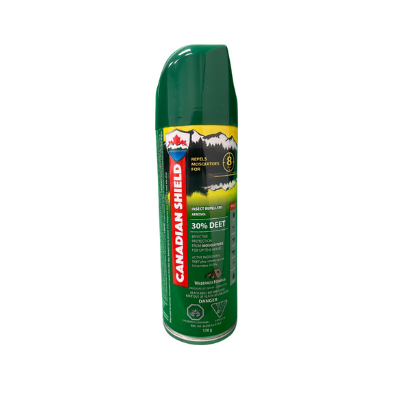 Canadian Shield Mosquito & Insect Repellent Aerosol | For Hunting, Fishing, Camping, Family Fun, and More | 8 Hour of Protection | 30% Deet | (170G)