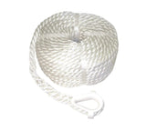 150' Tri-Strand Nylon Twisted Anchor Line WITH Thimble (White)- FSM52710
