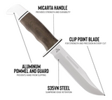 119 Special Knife | Fixed Blade Knives | Black genuine leather sheath | Hunting, Camping and Outdoors | Made In USA | Lifetime Warranty | Heat Treated | O.D. Green Micarta Pro | 0119GRS1-B