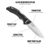 Buck Knives | 285 Bantam® BLW Knife | Stainless Steel Pocket Knife | Folding Knife | Hunting, Camping and Outdoors | Lifetime Warranty | Heat Treated | Black Color |  BK0285BKS
