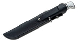 Buck General, Black Phenolic Handle, Plain, Leather Sheath - 120BKS - BK0120BKS