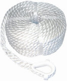 Tri-Strand Nylon Twisted Anchor Line WITH Thimble (White) [3/8"]- FSM52709