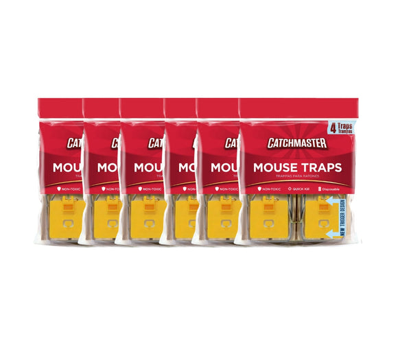 Mouse Size Wood Traps (Expanded Trigger) 24 pcs (1 pack of 4 pcs.) - 604F-6