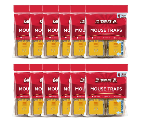 Mouse Size Wood Traps (Expanded Trigger)  48 pcs (1 pack of 4 pcs.) - 604F-12